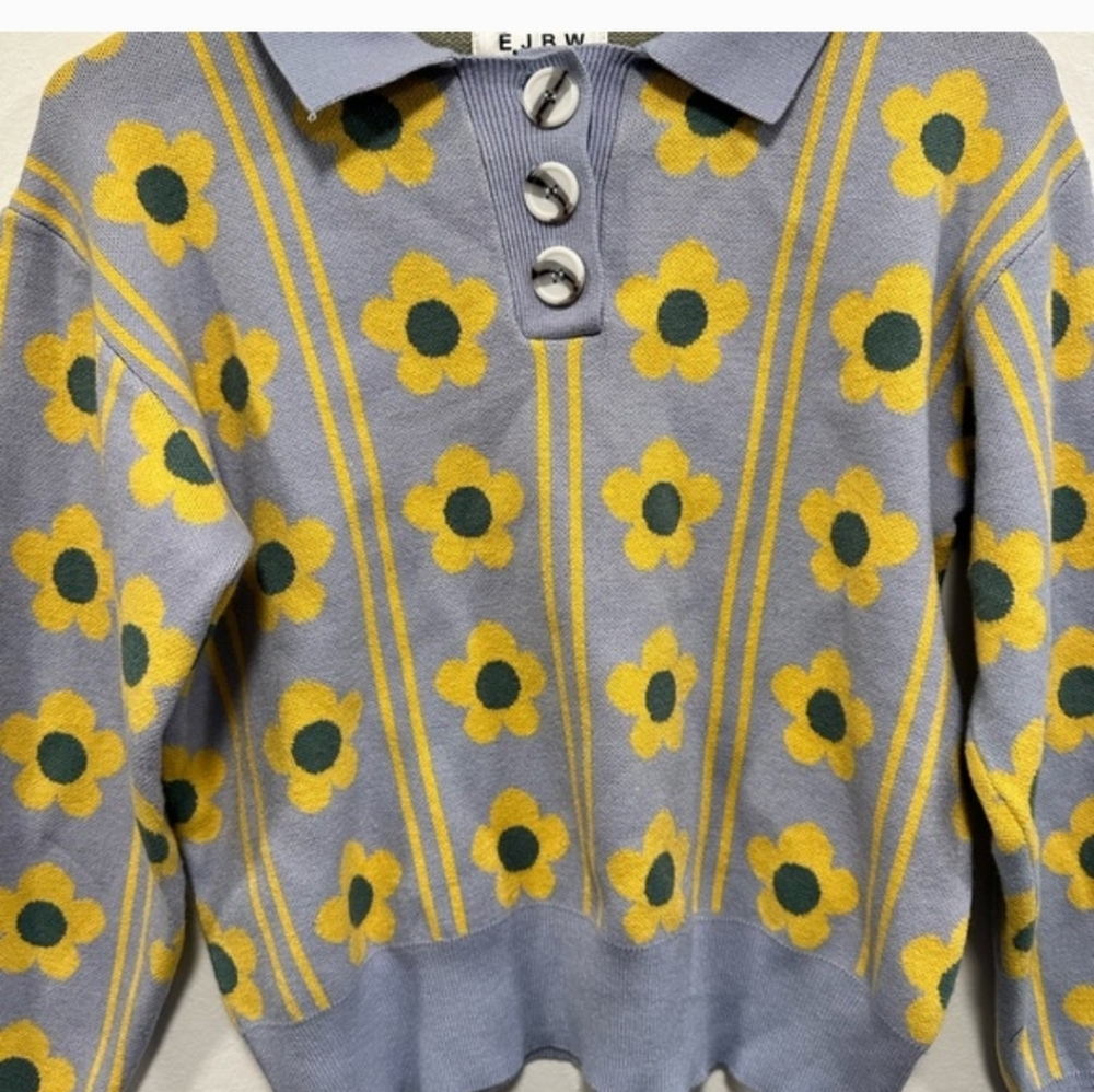 Vintage EJBW Polo Collared Buttom Front Sweater Size Small - Picture 3 of 4